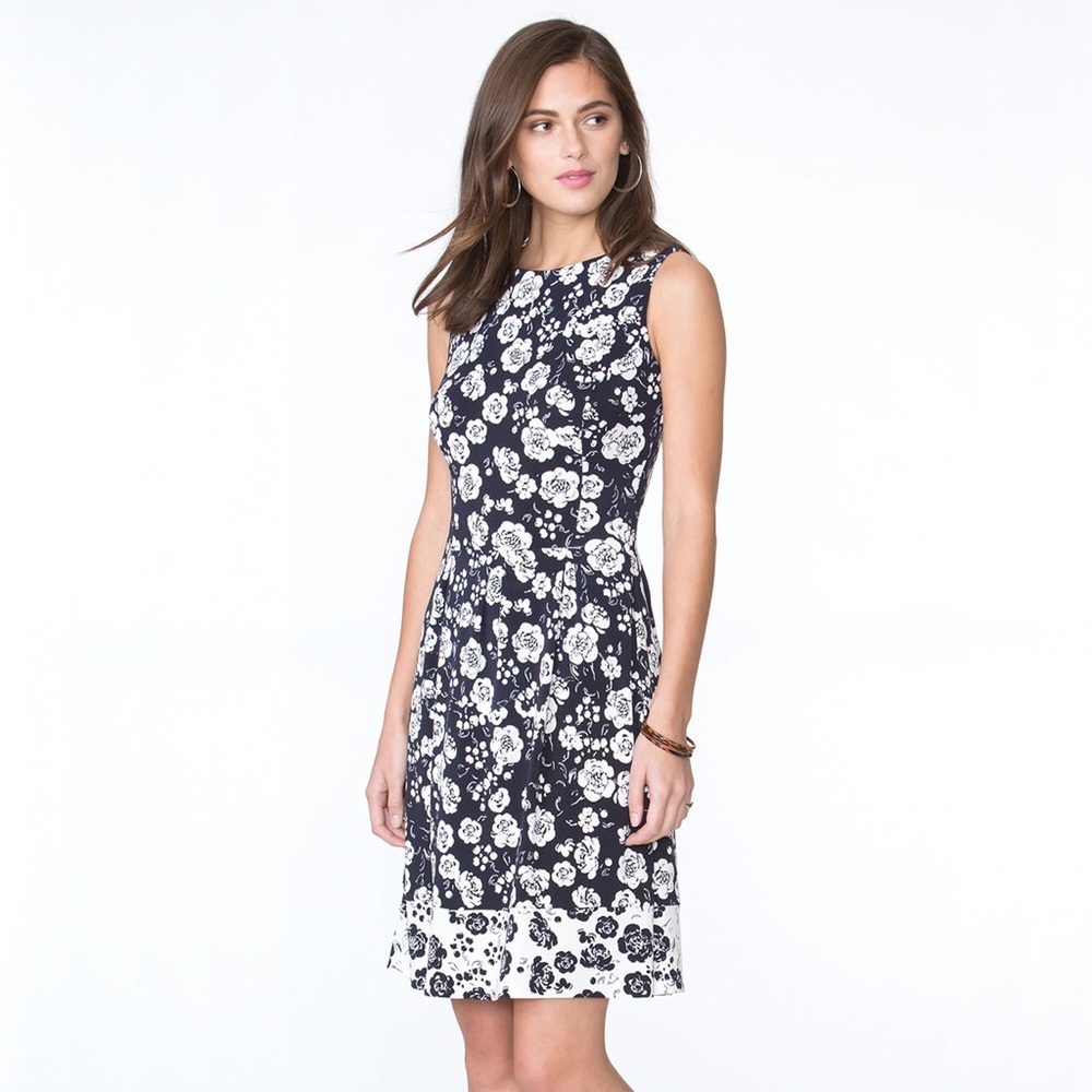 Chaps navy floral dress